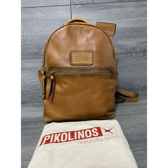 Pikolinos Leather Zip Top Backpack Garnet brown - Picture 1 of 6